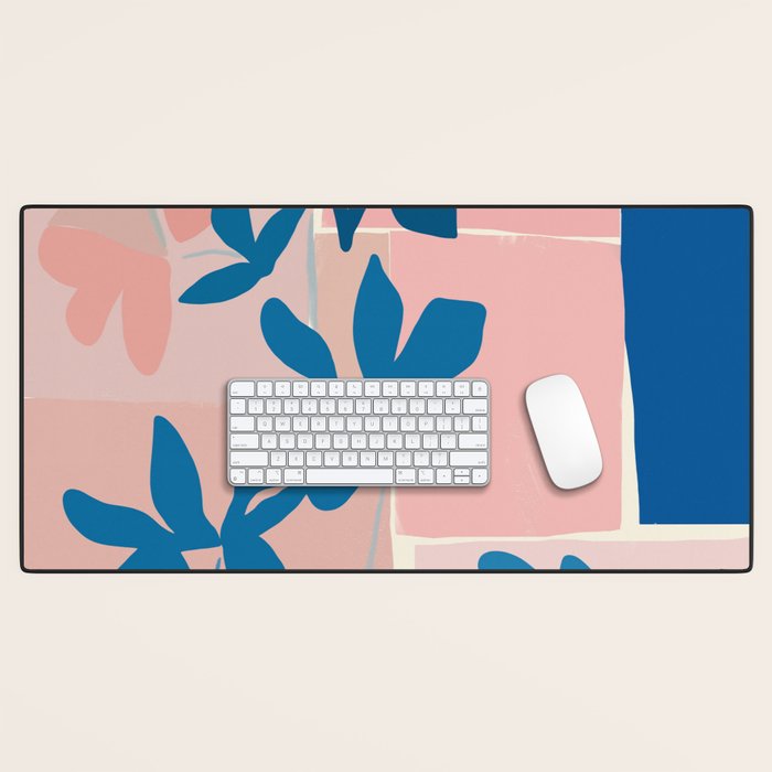 Pink Blue leaves composition Desk Mat Gallery Image 1