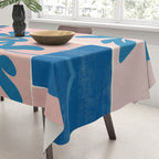 Pink Blue leaves composition Tablecloth Gallery Image 3