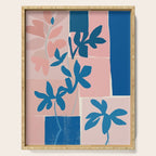 Pink Blue leaves composition Serving Tray Gallery Image 1