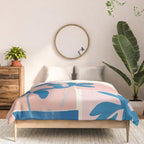 Pink Blue leaves composition Comforter Gallery Image 3