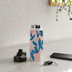 Pink Blue leaves composition Water Bottle Gallery Image 4