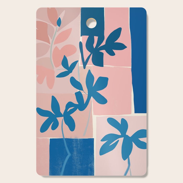 Pink Blue leaves composition Cutting Board Gallery Image 1