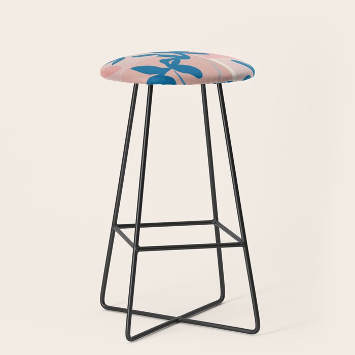 Pink Blue leaves composition Stool Gallery Image 1