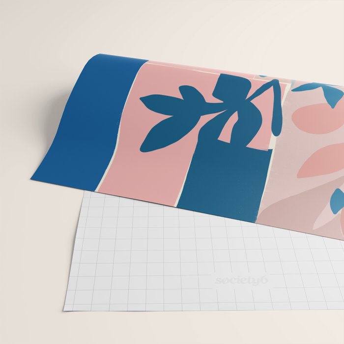 Pink Blue leaves composition Wrapping Paper Gallery Image 2