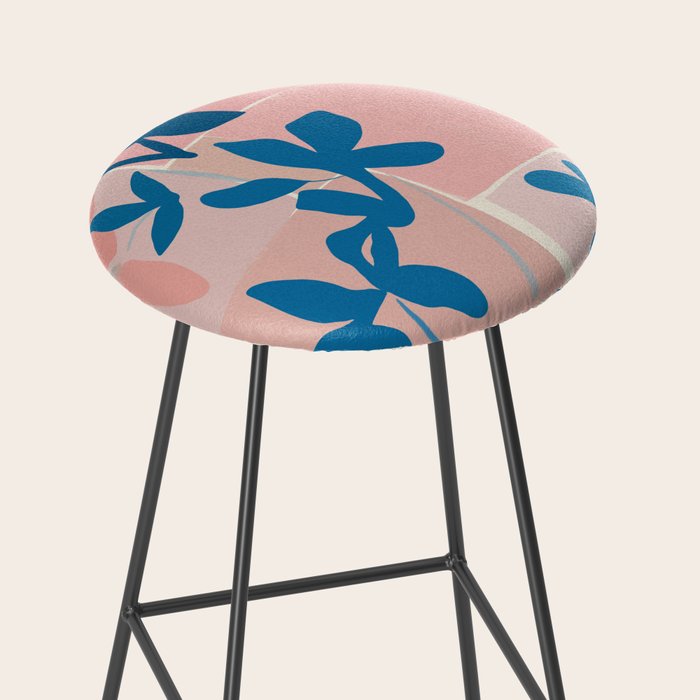Pink Blue leaves composition Stool Gallery Image 2