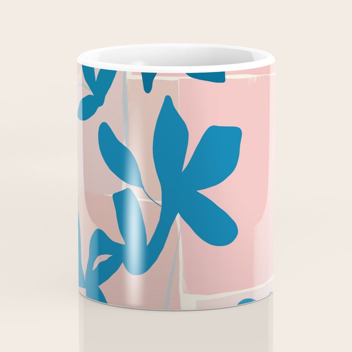 Pink Blue leaves composition Coffee Mug Gallery Image 4