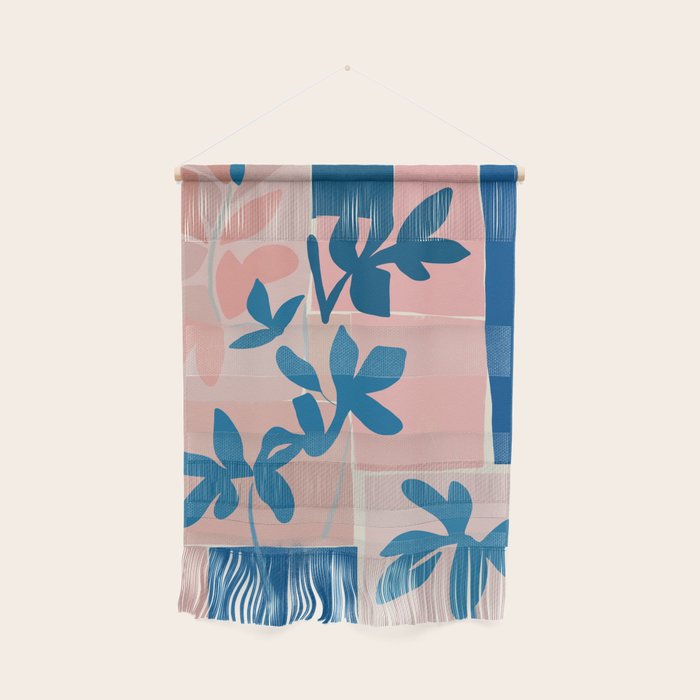 Pink Blue leaves composition Wall Hanging Gallery Image 1