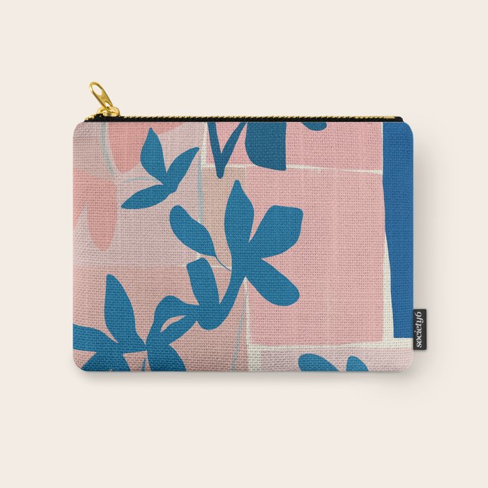 Pink Blue leaves composition Carry All Pouch Gallery Image 1