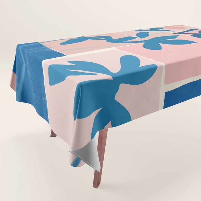 Pink Blue leaves composition Tablecloth Gallery Image 1