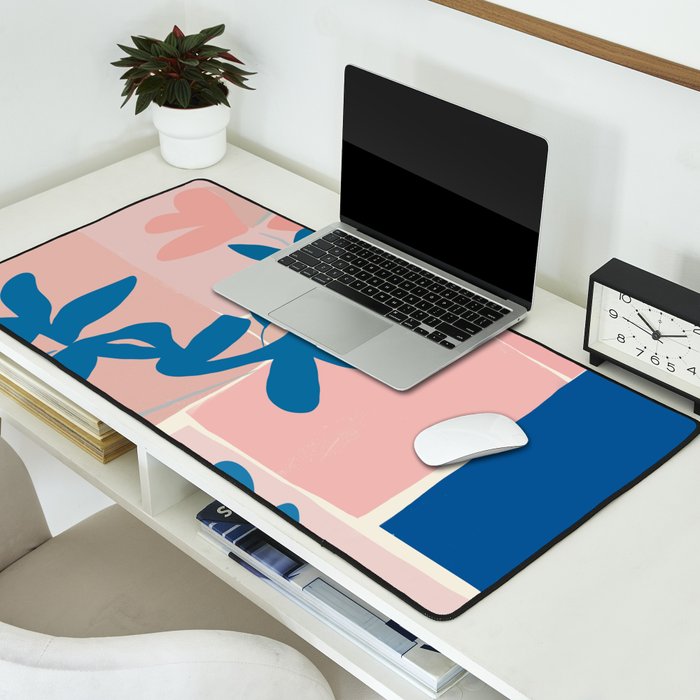 Pink Blue leaves composition Desk Mat Gallery Image 2
