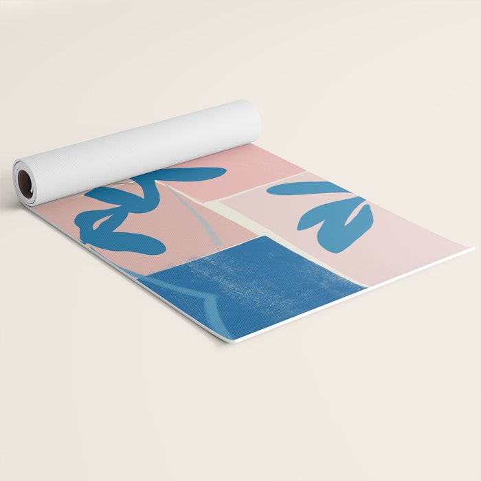 Pink Blue leaves composition Yoga Mat Gallery Image 2