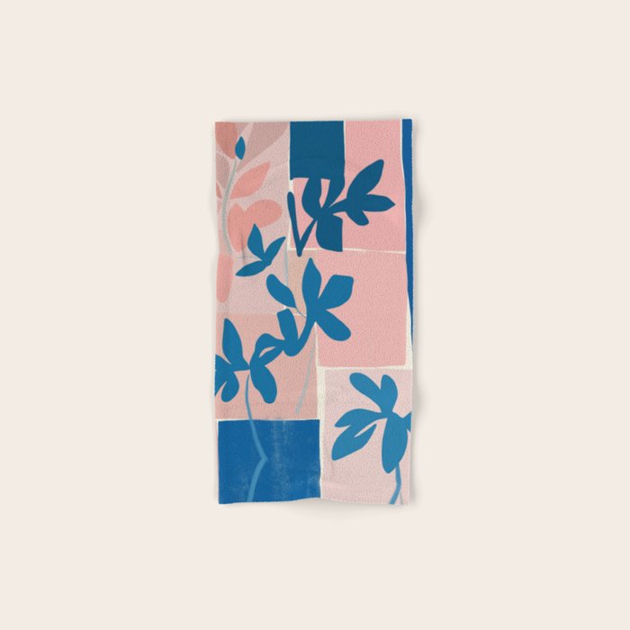 Pink Blue leaves composition Bath Towel Gallery Image 1