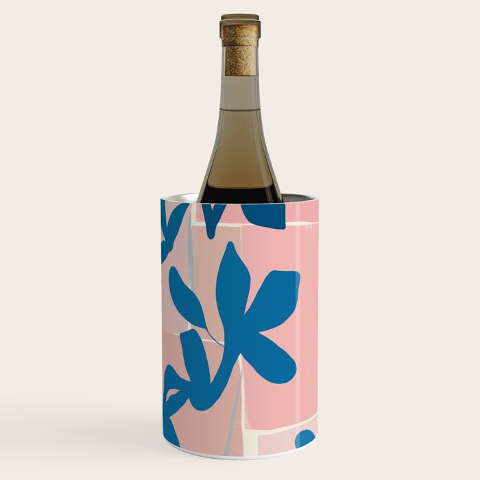 Pink Blue leaves composition Wine Chiller Gallery Image 1