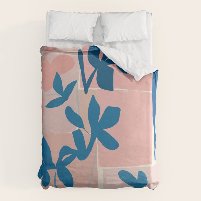 Pink Blue leaves composition Duvet Cover Gallery Image 6