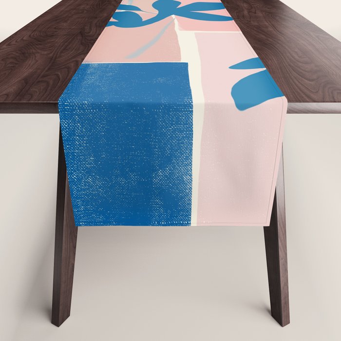 Pink Blue leaves composition Table Runner Gallery Image 1