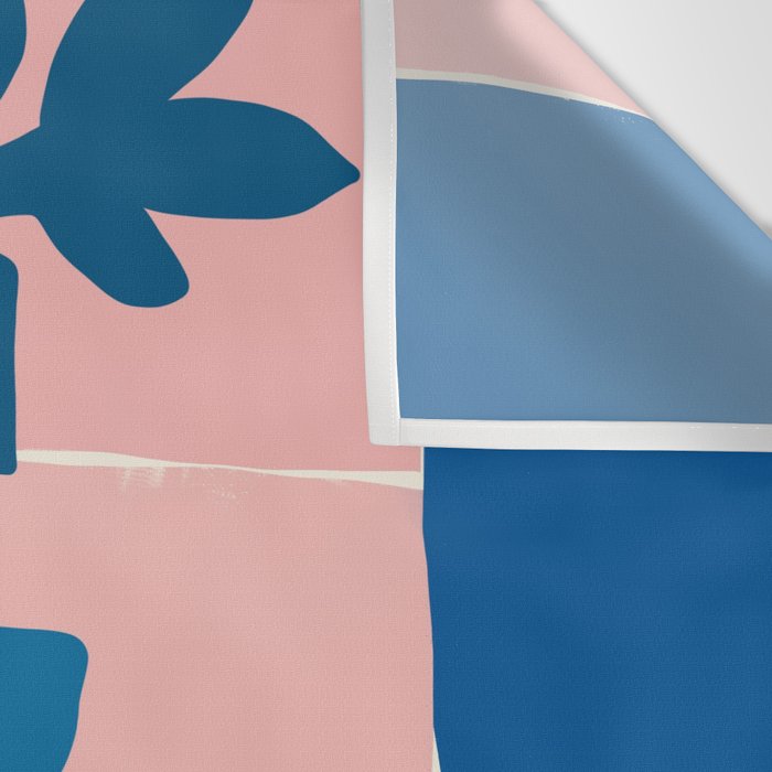 Pink Blue leaves composition Wall Tapestry Gallery Image 3