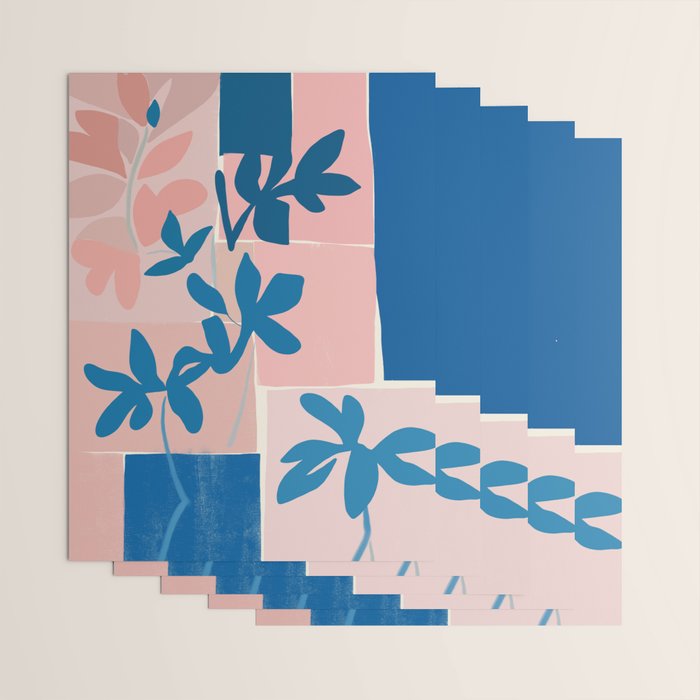 Pink Blue leaves composition Wrapping Paper Gallery Image 3