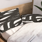 Swirl Black & White Minimalist Abstract Mid century Ink Art Dark Brush Strokes Pillow Sham Gallery Image 2