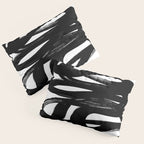 Swirl Black & White Minimalist Abstract Mid century Ink Art Dark Brush Strokes Pillow Sham Gallery Image 3