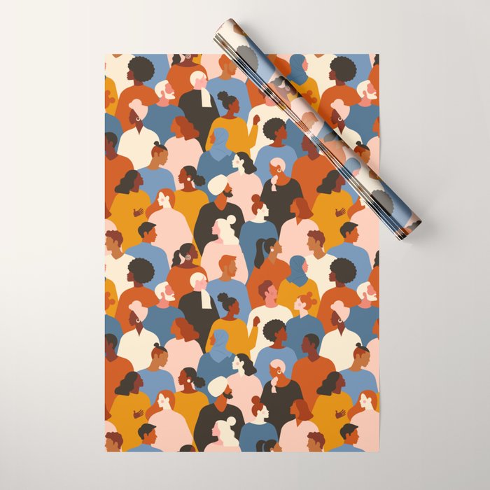 Diverse group of stylish people standing together. Wrapping Paper Gallery Image 1