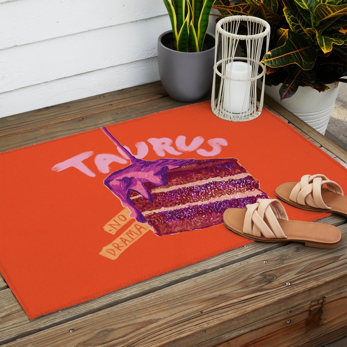 Taurus Birthday Cake in Burnt Orange Outdoor Rug Gallery Image 2