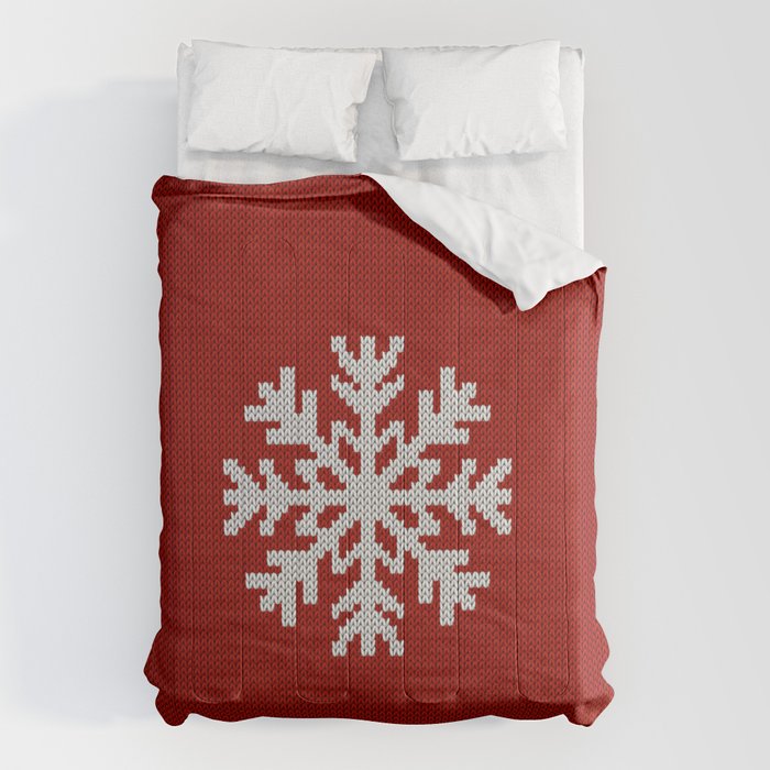 Classic Red Christmas white snowflake knit Comforter Gallery Image 6