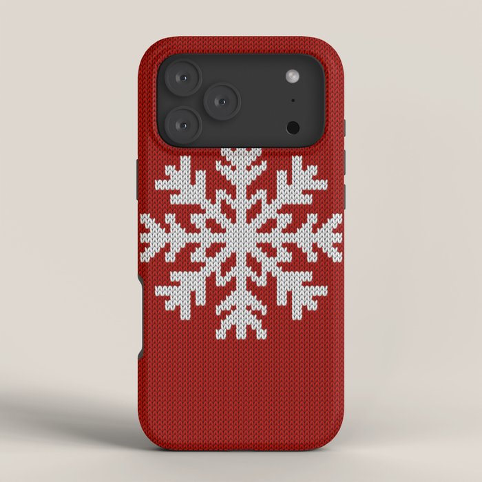 Classic Red Christmas white snowflake knit iPhone Case Gallery Image 4