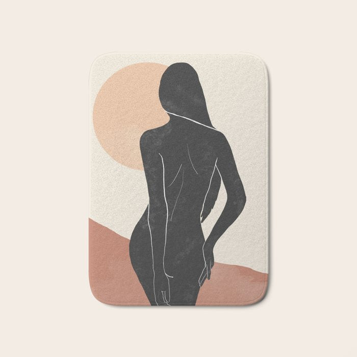 Minimal Abstract Art Nude Woman Bath Mat Gallery Image 1