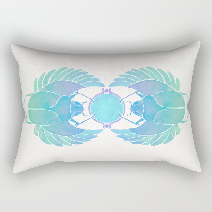 Egyptian Scarab - Turquoise OmbrÃ© Rectangular Pillow Gallery Image 2