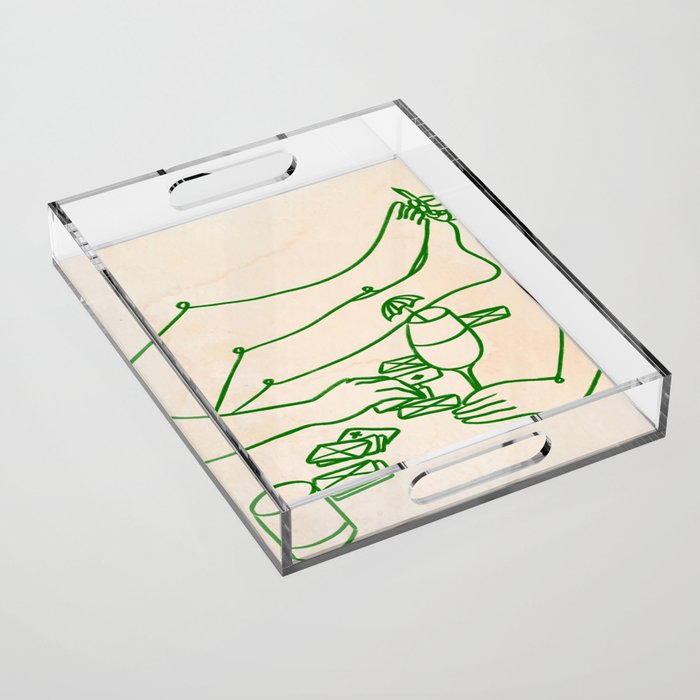 Feelin' Lucky, Beachy Sand Summer Playing cards, Nordic Coastal Line Art, Abstract Drawing Sketch Doodles Acrylic Tray Gallery Image 1