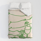 Feelin' Lucky, Beachy Sand Summer Playing cards, Nordic Coastal Line Art, Abstract Drawing Sketch Doodles Duvet Cover Gallery Image 6
