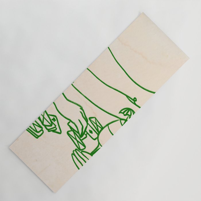 Feelin' Lucky, Beachy Sand Summer Playing cards, Nordic Coastal Line Art, Abstract Drawing Sketch Doodles Yoga Mat Gallery Image 1