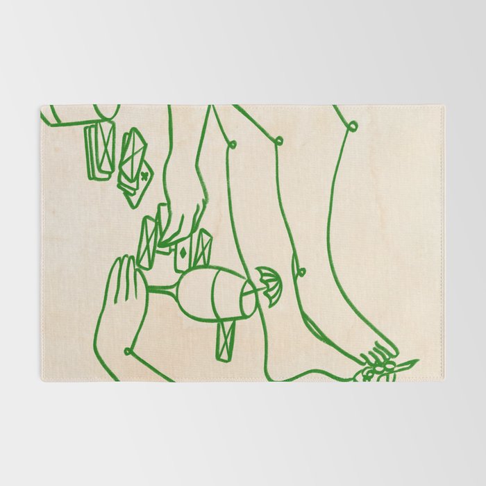 Feelin' Lucky, Beachy Sand Summer Playing cards, Nordic Coastal Line Art, Abstract Drawing Sketch Doodles Rug Gallery Image 2