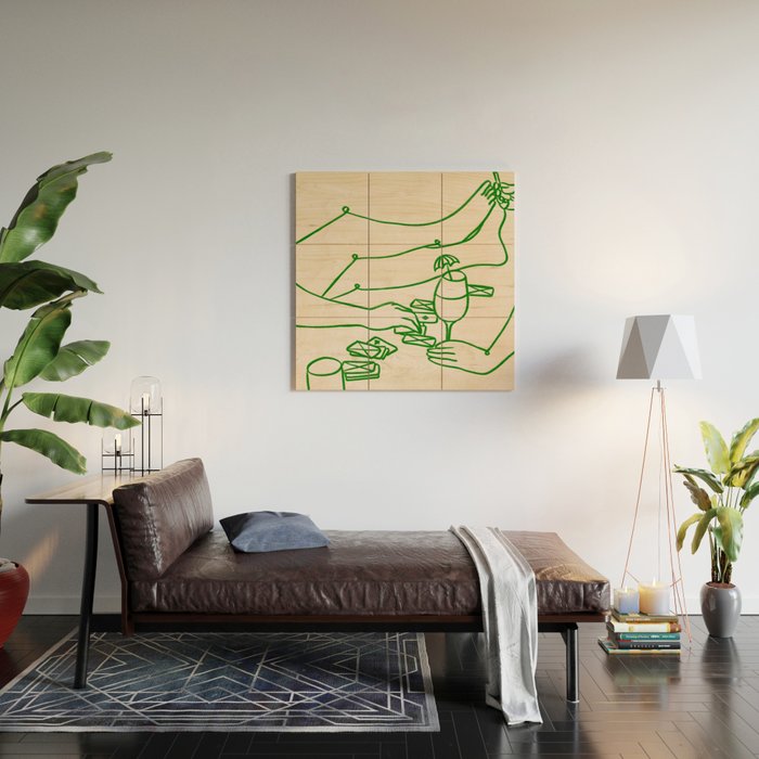 Feelin' Lucky, Beachy Sand Summer Playing cards, Nordic Coastal Line Art, Abstract Drawing Sketch Doodles Wood Wall Art Gallery Image 2
