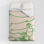 Feelin' Lucky, Beachy Sand Summer Playing cards, Nordic Coastal Line Art, Abstract Drawing Sketch Doodles Comforter Gallery Image 6