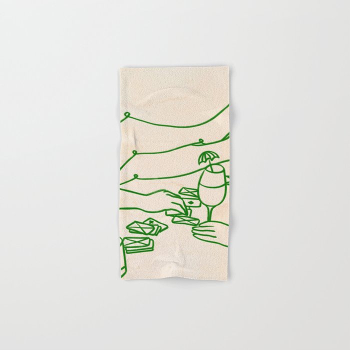 Feelin' Lucky, Beachy Sand Summer Playing cards, Nordic Coastal Line Art, Abstract Drawing Sketch Doodles Bath Towel Gallery Image 1