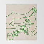 Feelin' Lucky, Beachy Sand Summer Playing cards, Nordic Coastal Line Art, Abstract Drawing Sketch Doodles Throw Blanket Gallery Image 2