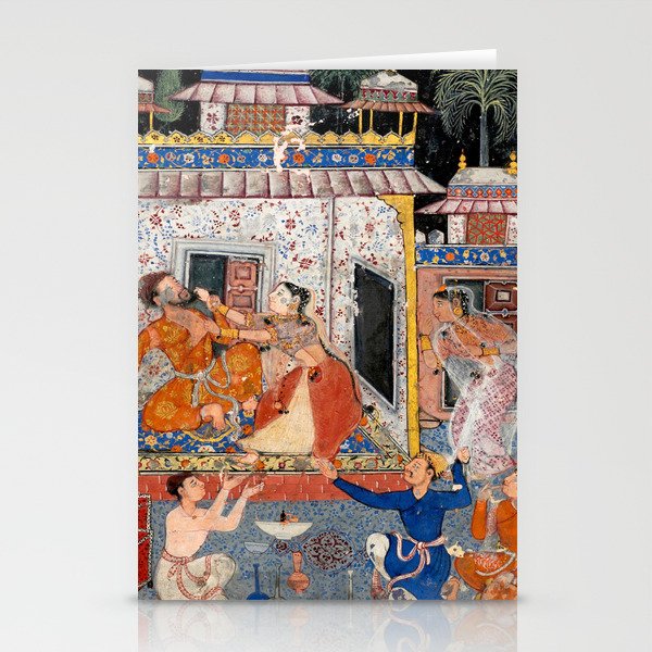 -India, Mughal, Reign of Akbar, 16th century - Page from Tales of a Parrot (Tuti-nama)- Eighth night- The deceitful wife a - 1962 Stationery Card Gallery Image 1