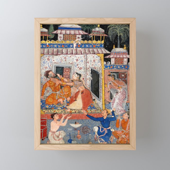 -India, Mughal, Reign of Akbar, 16th century - Page from Tales of a Parrot (Tuti-nama)- Eighth night- The deceitful wife a - 1962 Mini Art Print Gallery Image 1
