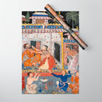 -India, Mughal, Reign of Akbar, 16th century - Page from Tales of a Parrot (Tuti-nama)- Eighth night- The deceitful wife a - 1962 Wrapping Paper Gallery Image 1