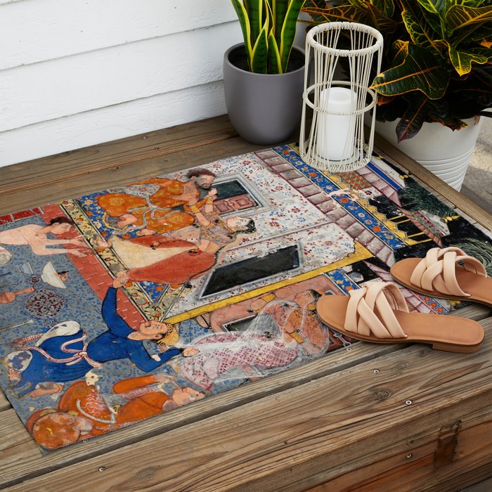 -India, Mughal, Reign of Akbar, 16th century - Page from Tales of a Parrot (Tuti-nama)- Eighth night- The deceitful wife a - 1962 Outdoor Rug Gallery Image 2