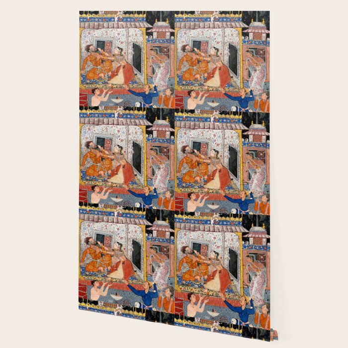 -India, Mughal, Reign of Akbar, 16th century - Page from Tales of a Parrot (Tuti-nama)- Eighth night- The deceitful wife a - 1962 Wallpaper Gallery Image 2