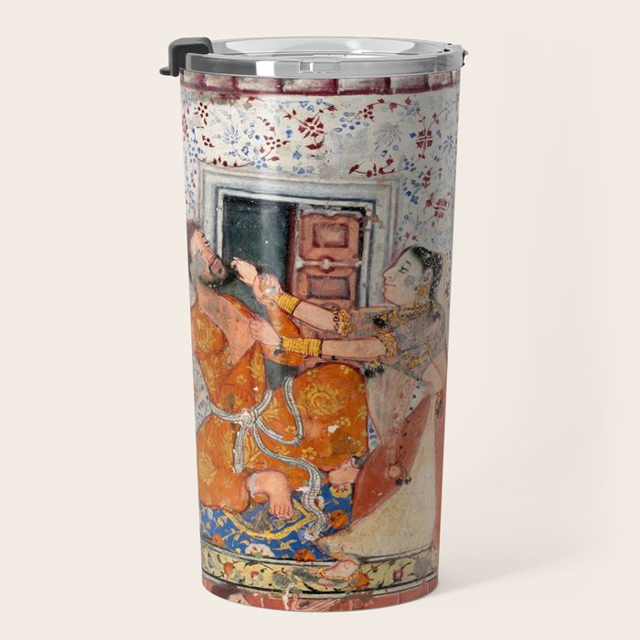 -India, Mughal, Reign of Akbar, 16th century - Page from Tales of a Parrot (Tuti-nama)- Eighth night- The deceitful wife a - 1962 Travel Mug Gallery Image 3