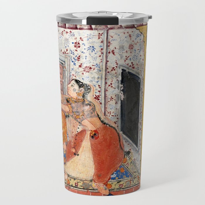 -India, Mughal, Reign of Akbar, 16th century - Page from Tales of a Parrot (Tuti-nama)- Eighth night- The deceitful wife a - 1962 Travel Mug Gallery Image 1