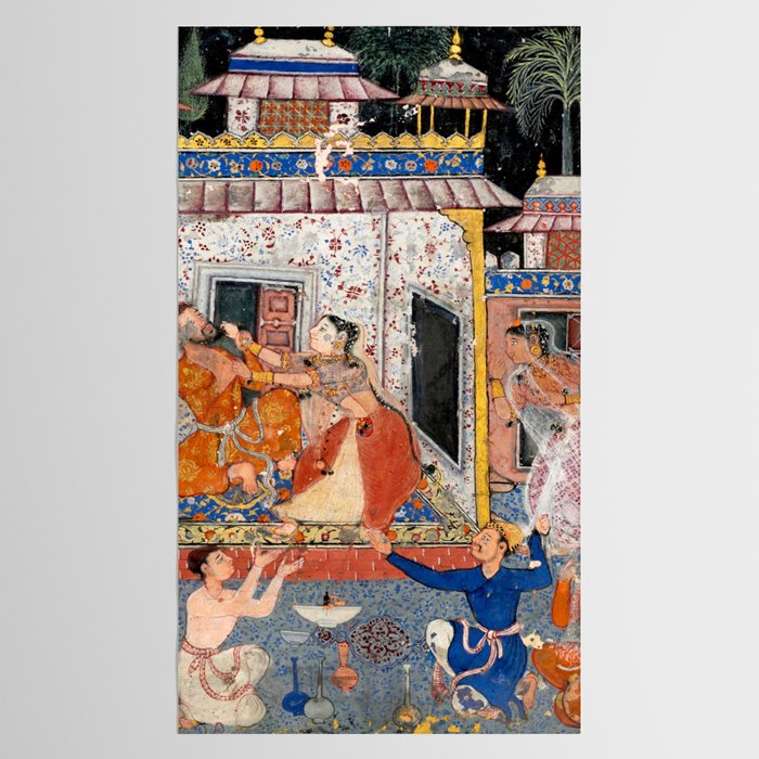 -India, Mughal, Reign of Akbar, 16th century - Page from Tales of a Parrot (Tuti-nama)- Eighth night- The deceitful wife a - 1962 Tablecloth Gallery Image 2