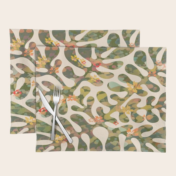 Matisse Inspired Colorful Abstract Leaves with Flowers Placemat Gallery Image 1