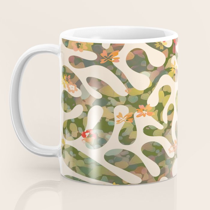 Matisse Inspired Colorful Abstract Leaves with Flowers Coffee Mug Gallery Image 3