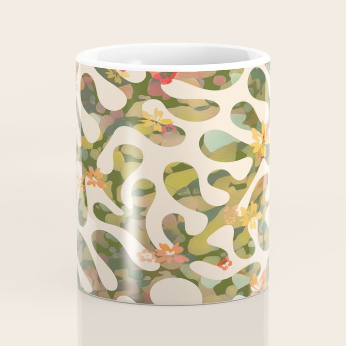 Matisse Inspired Colorful Abstract Leaves with Flowers Coffee Mug Gallery Image 4