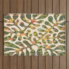 Matisse Inspired Colorful Abstract Leaves with Flowers Outdoor Rug Gallery Image 1