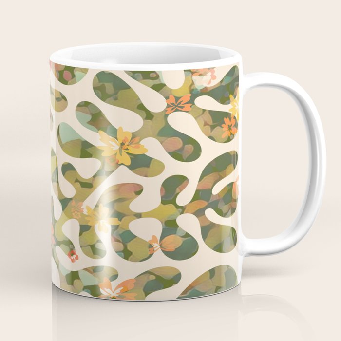 Matisse Inspired Colorful Abstract Leaves with Flowers Coffee Mug Gallery Image 1